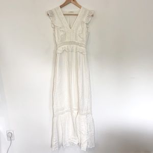 long white embroidered cotton maxi dress